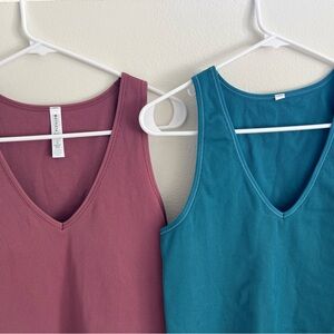 Athleta Aurora Seamless Tank - TWO TOPS SOLD TOGETHER, both Large - rose, teal